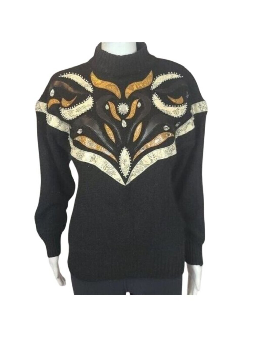 Work In Progress Vintage Mock Neck By Gladys Bagley Womens Sweater Medium - Picture 12 of 12